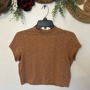 Freshman Brown Textured Crop Top